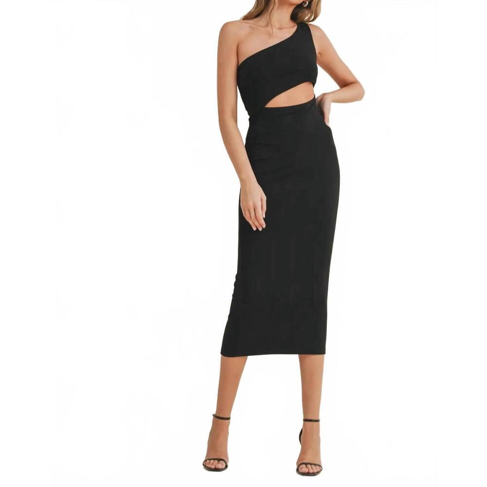 NEW CLOUD TEN selena cut out one shoulder dress in black